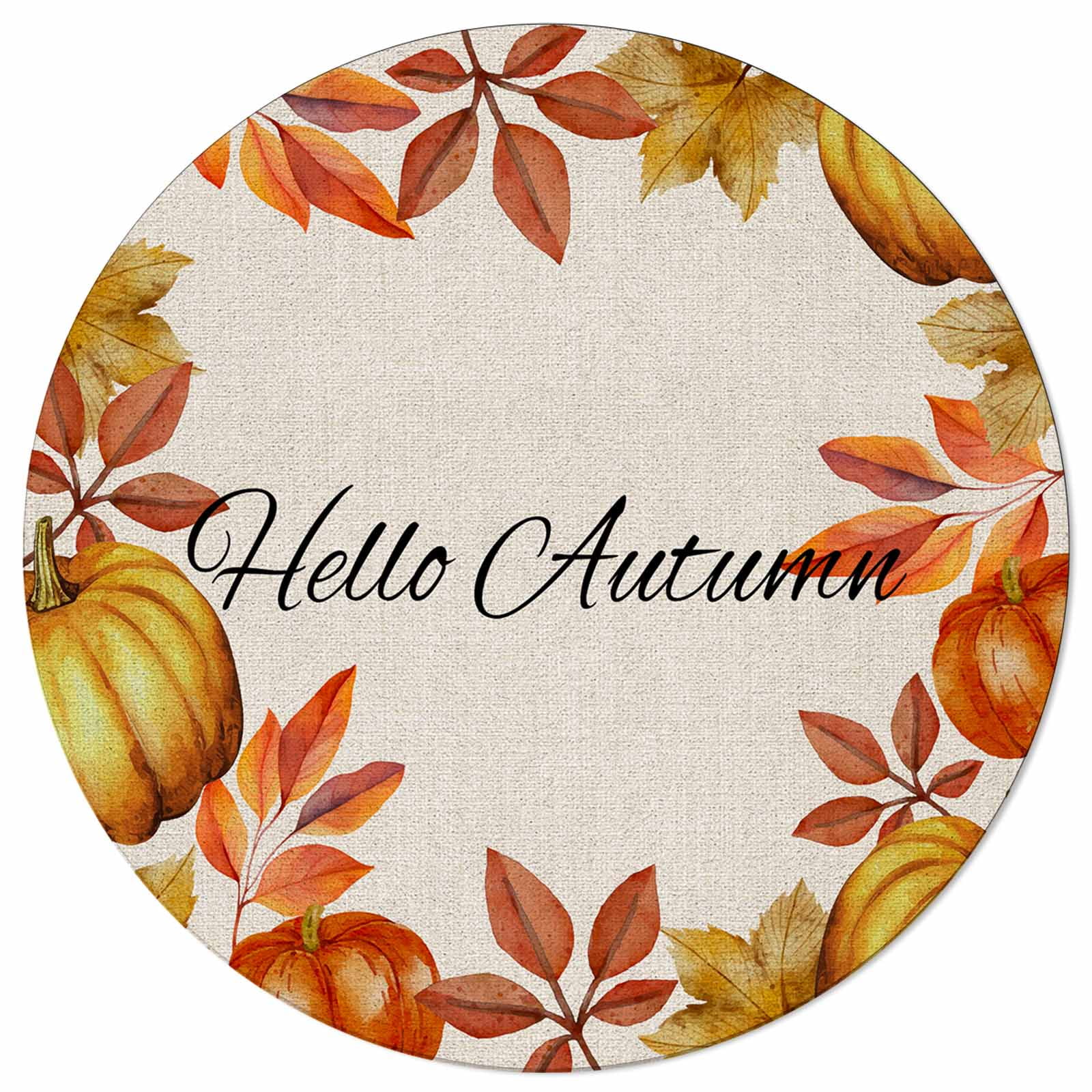 3 Ft Round Area Rug Mats for Living Room Fall Thanksgiving Day Pumpkins