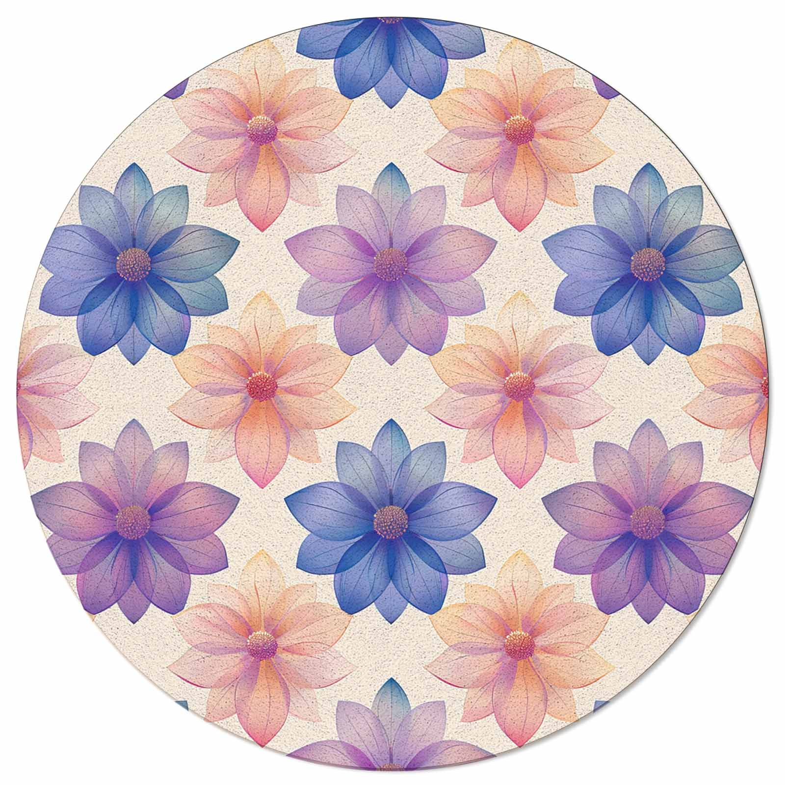 3 Ft Round Area Rug Mats for Living Room Spring Summer Floral Flowers