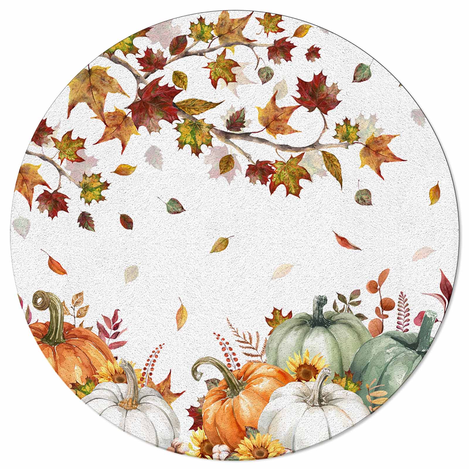 3 Ft Round Area Rug Mats for Living Room Thanksgiving Day Fall Sage