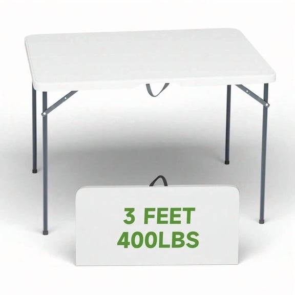 3 Ft Square Folding Card Table, Portable Folding Table With Carrying Handle, Heavy Duty 400 Lbs Capacity, Ideal For Dining, Camping, Picnic, Party