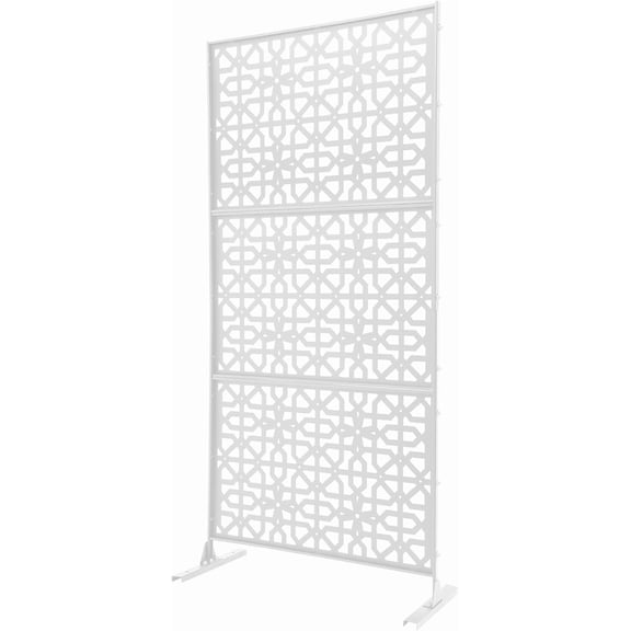 3 Ft W X 6 Ft H Outdoor Privacy Fence Screen and Panels,Decorative Fence Panels,Metal Fence Privacy Screens for Patio,Garden,Balcony (White-Chinese Knot)