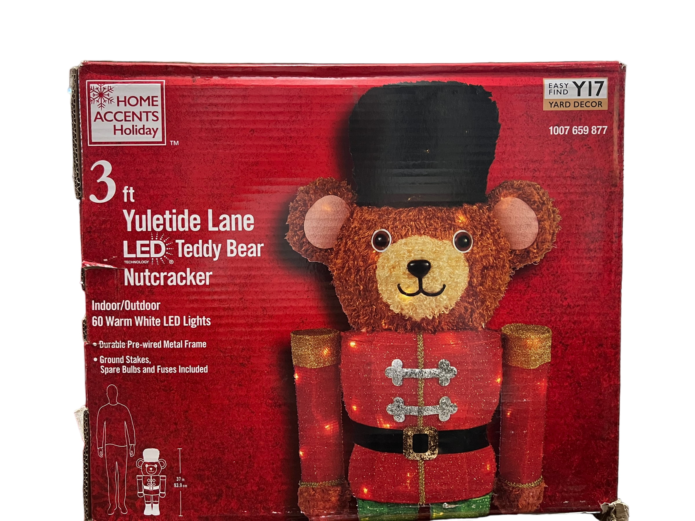 3 Ft Yuletide Lane LED Teddy Bear Nutcracker