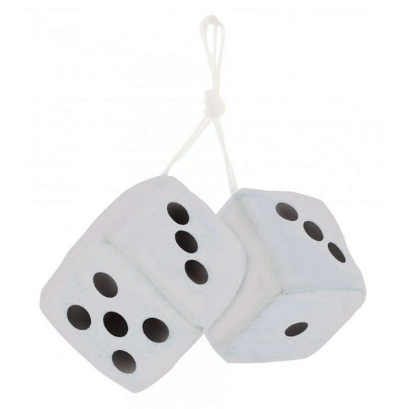 3" Fuzzy Dice White with Black Dots