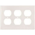 thumbnail image 1 of 3-GANG DUPLEX RECEPTACLE WALLPLATE, STANDARD SIZE, PLASTIC, WHITE per 41 Each, 1 of 1