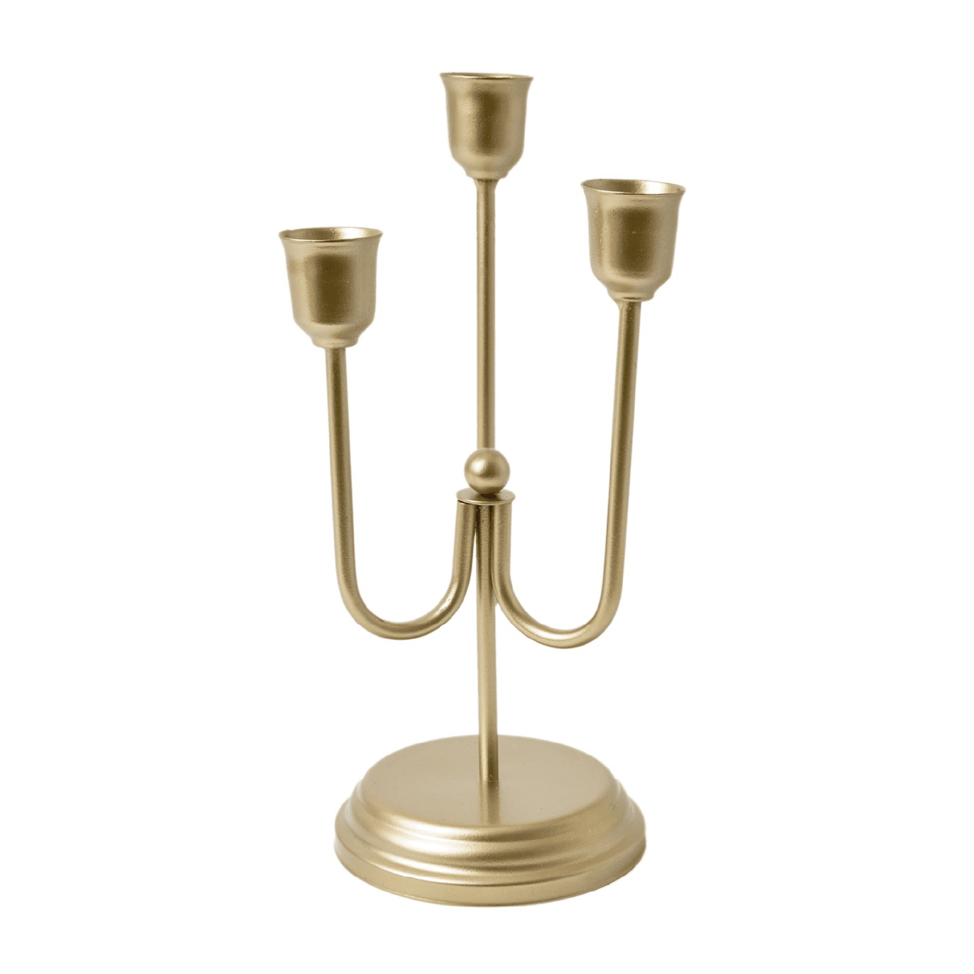 Home Decor Collection 3-Arm Gold Taper Candle Holder –  9"