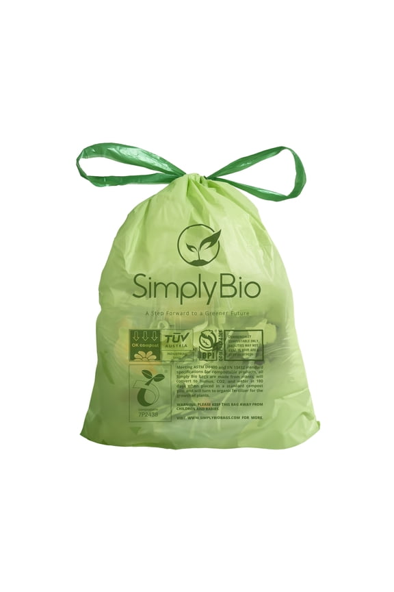 3 Gal. 1 Mil. Compostable Trash Bags with drawstring, Eco-Friendly, Heavy-Duty (50-Count)