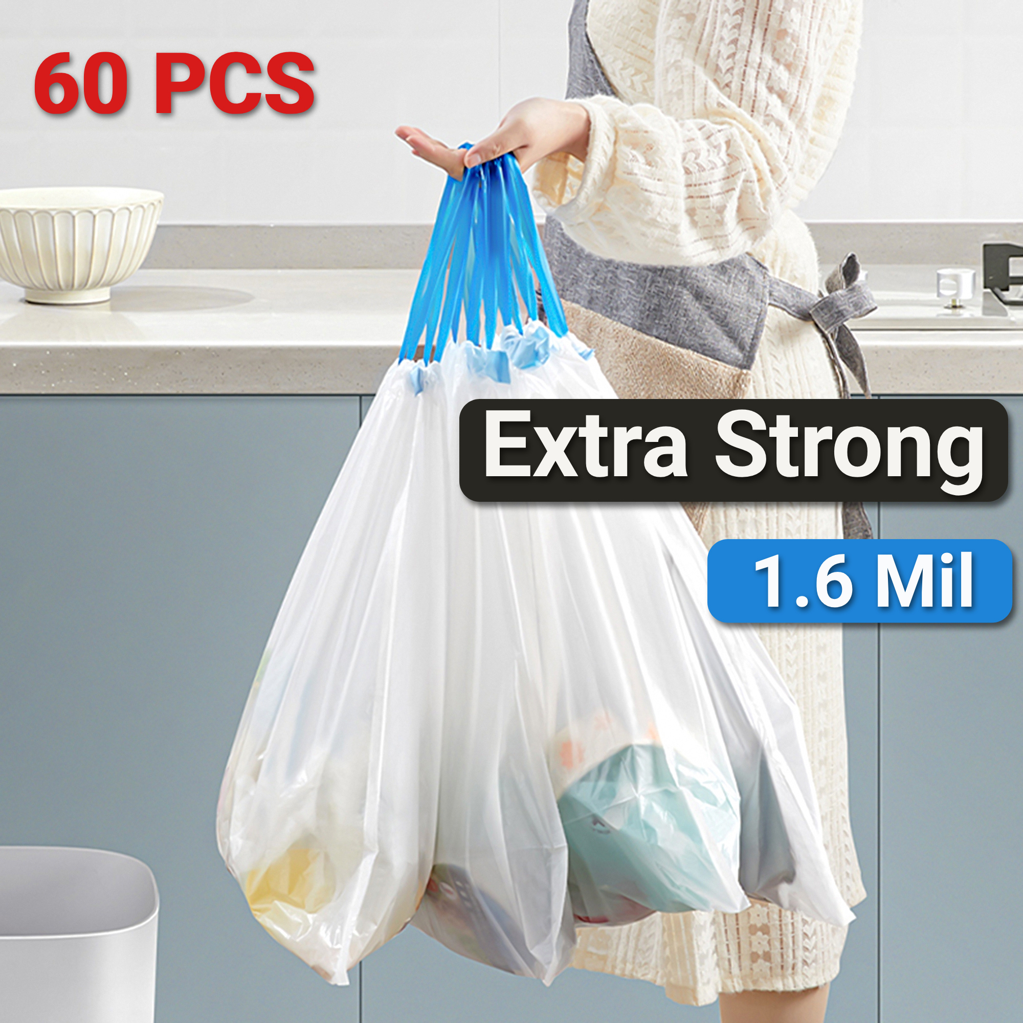 3 Gallon Small Trash Bags 60 Counts White Garbage Bags Small Bathroom ...