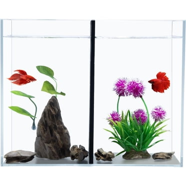 Inverted Betta Tank Holder Kit, 360-Degree Panoramic View For Betta Fish, Expands Swimming Space, Aquarium Inverted Holder, Made In Canada (Black, Small