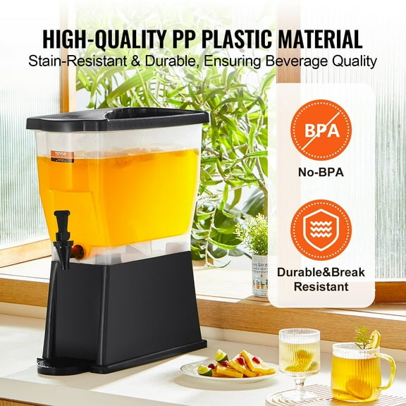 3 Gallon Beverage Dispenser with Stand - Easy-Fill for Restaurants, Parties - Holds Water, Iced Tea, Lemonade