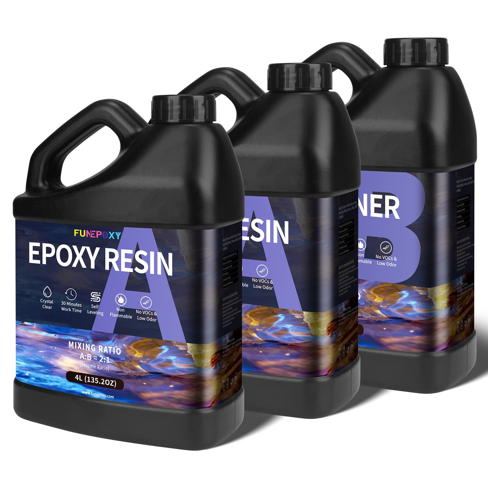 3 Gallon Epoxy Resin Kit Arts & Crafts DIY, Crystal Clear, Self Leveling,HighPerformance,21