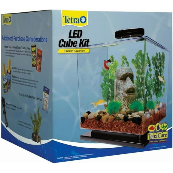 3-Gallon Fish with LED Light, Filter & Pedestal Base for Betta, Guppies, Goldfish