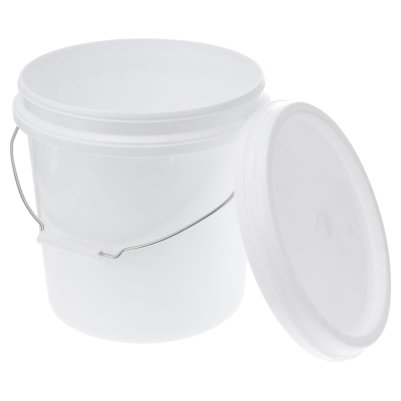3 Gallon Food Grade White Plastic Bucket with Handle and Lid, Portable  Plastic Pail 