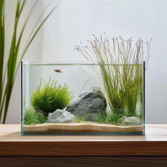 3 Gallon Glass Fish Tank, Easy to Maintain Small Aquarium for Betta/Goldfish/Snails/Shrimp and Aquatic Planting.