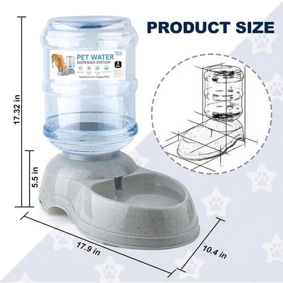 Large 3-Gallon Gravity Automatic Pet Water Dispenser for Dogs and Cats, Indoor Outdoor Dog Drinking Fountain with Non-Slip Base