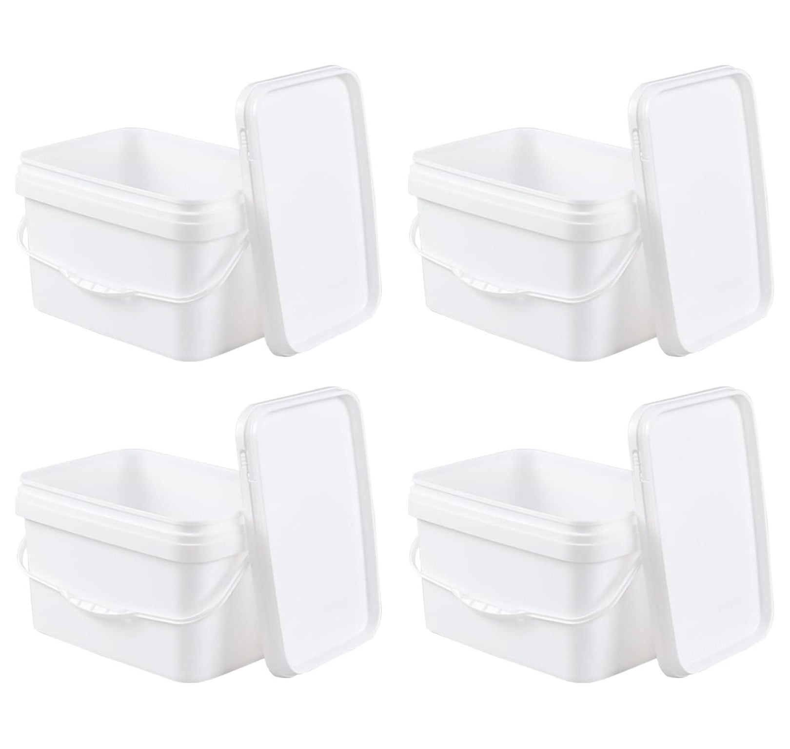 3 Gallon Rectangular Buckets Pails, 4 Pack Food Safe Buckets with ...
