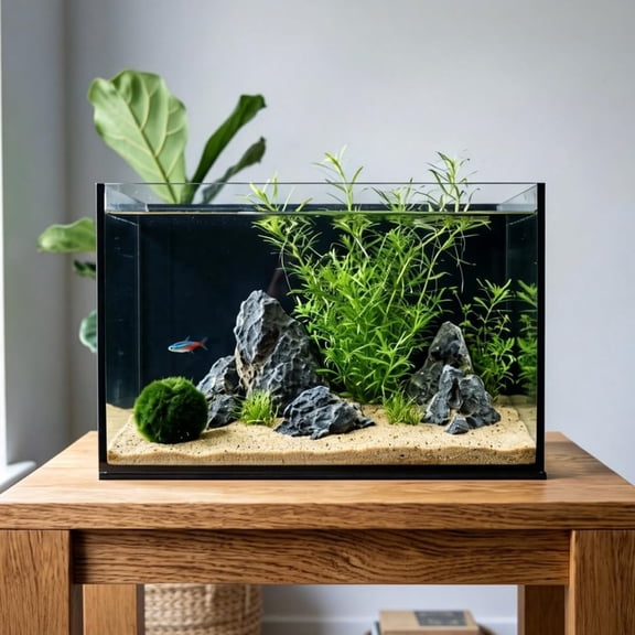 3 Gallon Rimless Cube Aquarium Tank Black For Betta Fish, Shrimp, Snails and Aquatic Plants