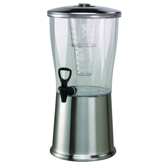 3 Gallon Round Beverage Dispenser with Plastic Container, Stainless Steel Base and Lid