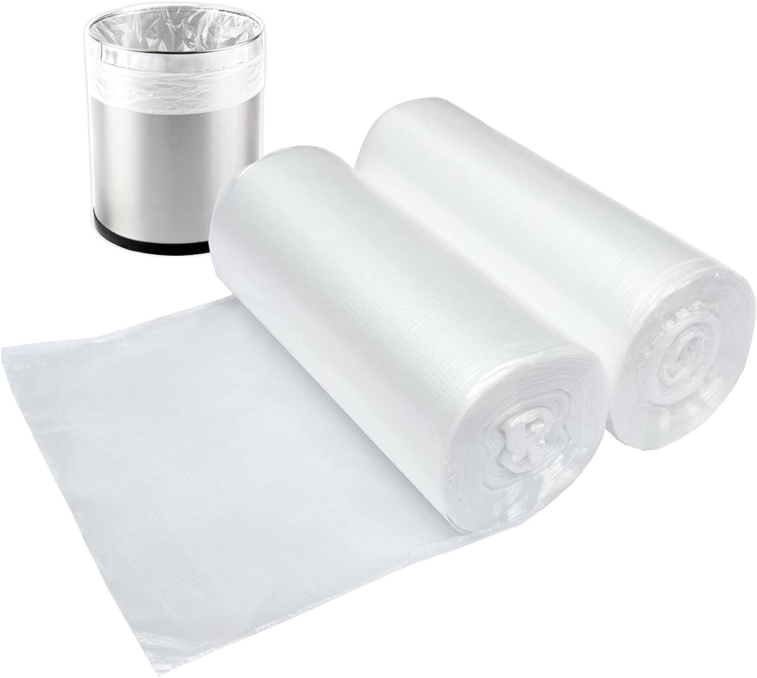 3 Gallon Small Clear Bathroom Trash Bags, Office Wastebasket Liners ...