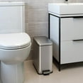 thumbnail image 1 of 3 Gallon Slim Bathroom Trash Can with Lid & Odor Control, Soft-Step Stainless Steel Pedal Bin for Narrow Space, Fingerprint-Proof Wastebasket for Office, Nursery, Under Sink, Brushed Silver, 1 of 5