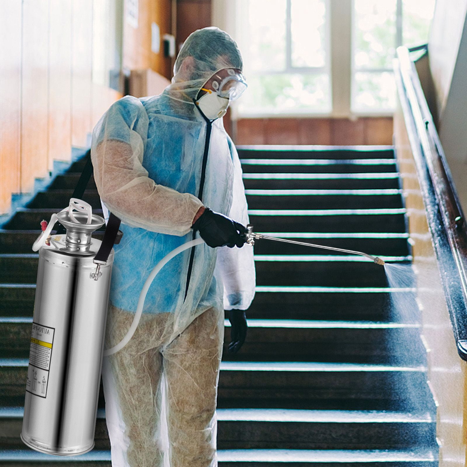 3 Gallon Stainless Steel Sprayer, 1.5-4.0 Bar Pressure, Adjustable Brass Nozzle, Pressure Gauge, Shoulder Strap for Garden Cleaning