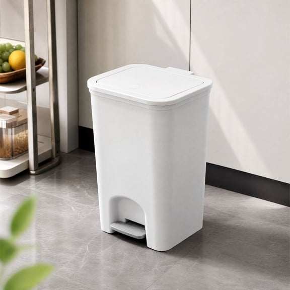 3 Gallon Step On Trash Can with Lid, Hands Free Foot Pedal Garbage Bin, Dual Opening Design for Kitchen Bathroom Home Waste Storage