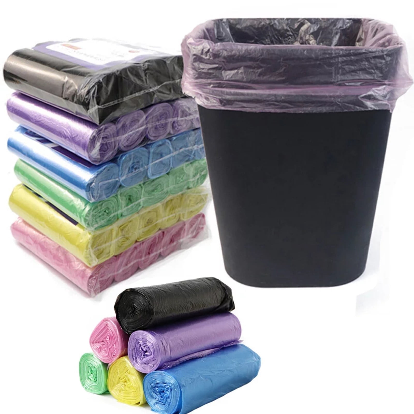 GAFRBALLV 3 Gallon Trash Bag, Small Garbage Bags for Office, Kitchen,bedroom Waste Bin,colorful Portable Strong Rubbish Bags,wastebasket Bags, 5 Rolls/100 Counts