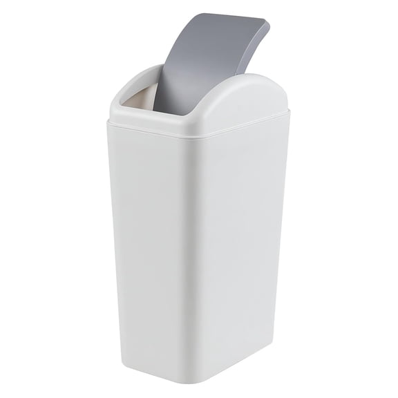 3 Gallon Trash Can with Swing-Top Lid, Plastic Swing-Top Trash Can (Grey)