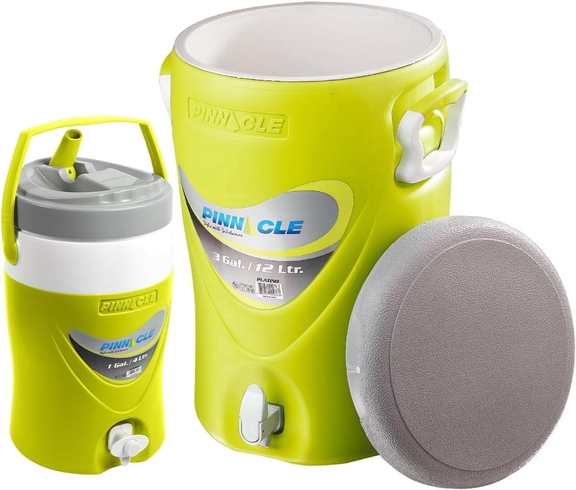 Pinnacle 3 Gallon Water Cooler with Spout and 1 Gallon Jug Set Portable Green