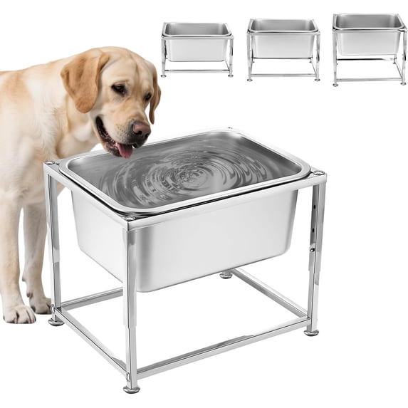 3 Gallons Large Elevated Dog Water Bowl - 3 Height Adjustable (8.5'', 10'', 11.6'') Raised Stand, Stainless Steel Dog Bowl for Medium Large Dogs Relief Joint Pressure