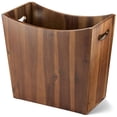 thumbnail image 1 of 3 Gallons Rectangular Wastebaskets - Acacia Wood Waste Basket with Handles - Small Trash Can for Bathroom - Brown Garbage Bin for Spa Bathroom Decorative, Kitchen Counter, Living Room (Walnut), 1 of 5