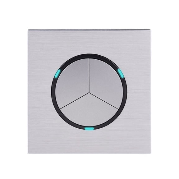 3 Gang 2 Way Random Click On / Off Passage Wall Light Switch Switched LED Indicator Black / Silver Grey Aluminum Panel ,Easy to Installation