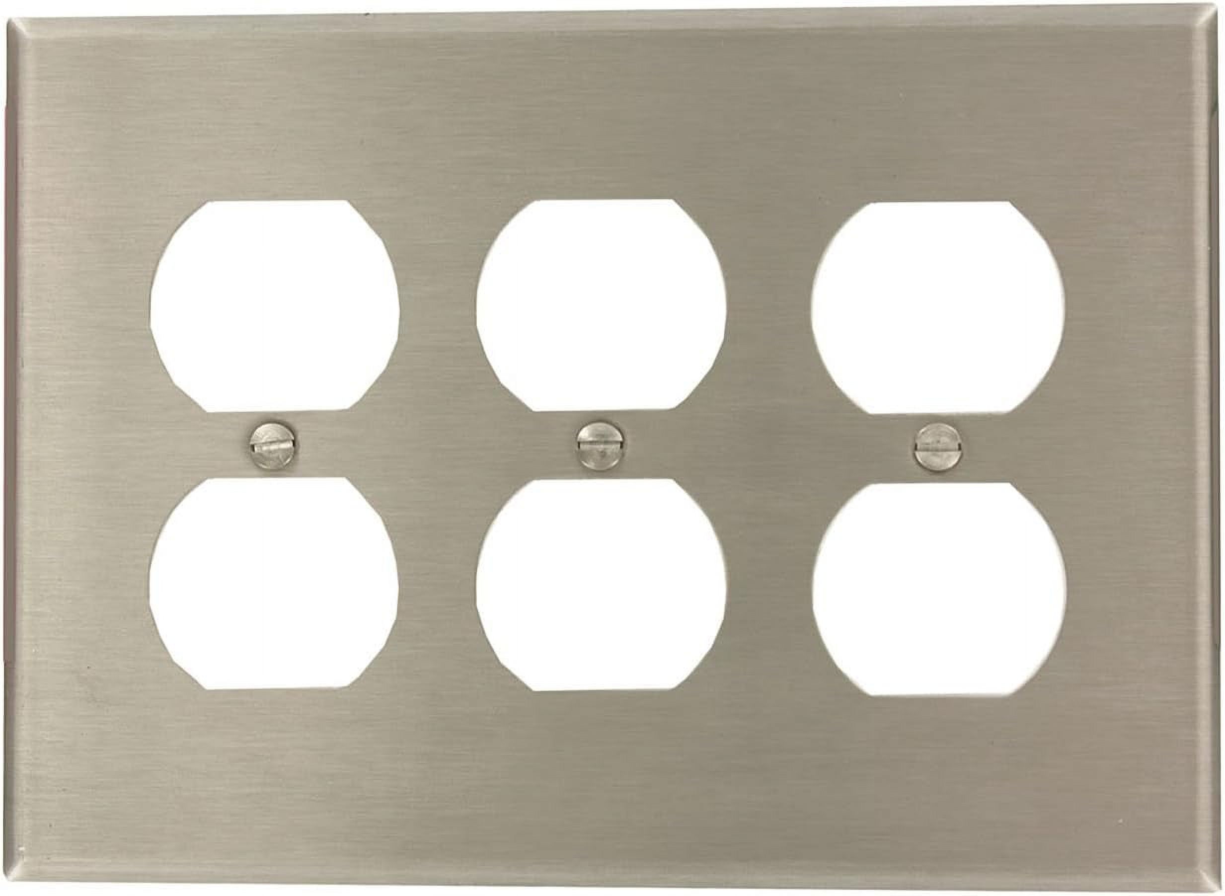 3Gang, 3Duplex Receptacles, Midway Size Wallplate, Stainless Steel