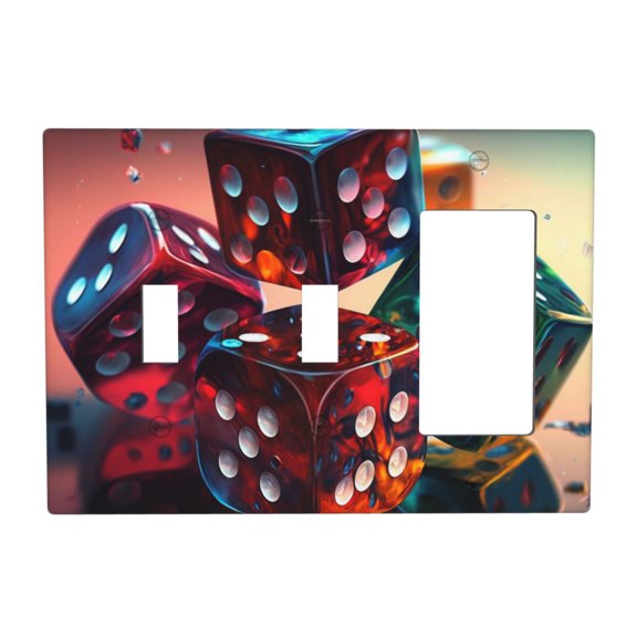 3-Gang Combination with Toggle Openings Switch Wall Plate, Receptacle Polycarbonate Cover, Casino Dice Cool Art Print