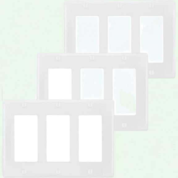 3-Gang Decora Electrical Wall Plate Cover, White (3-Pack)