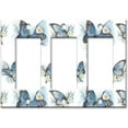 thumbnail image 1 of 3 Gang Decora - GFCI Decorative Metal Wall Plate - Blue Butterflies on White Flowers - (Made in USA), 1 of 2
