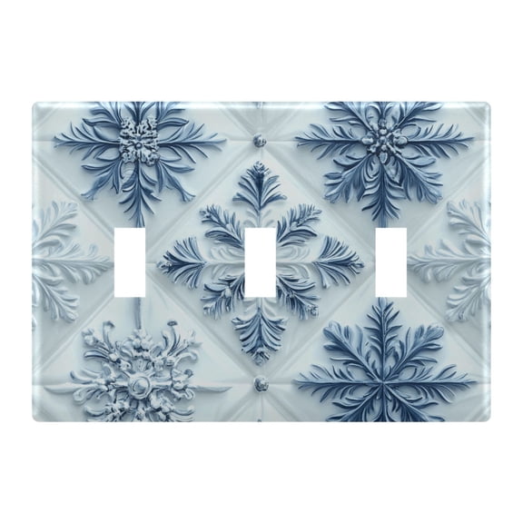 3 Gang Light Switch Cover Plate 3d Blue White Snowflakes Wall Plate Decorate Electrical Outlet Cover Plates 4.56”x4.48”