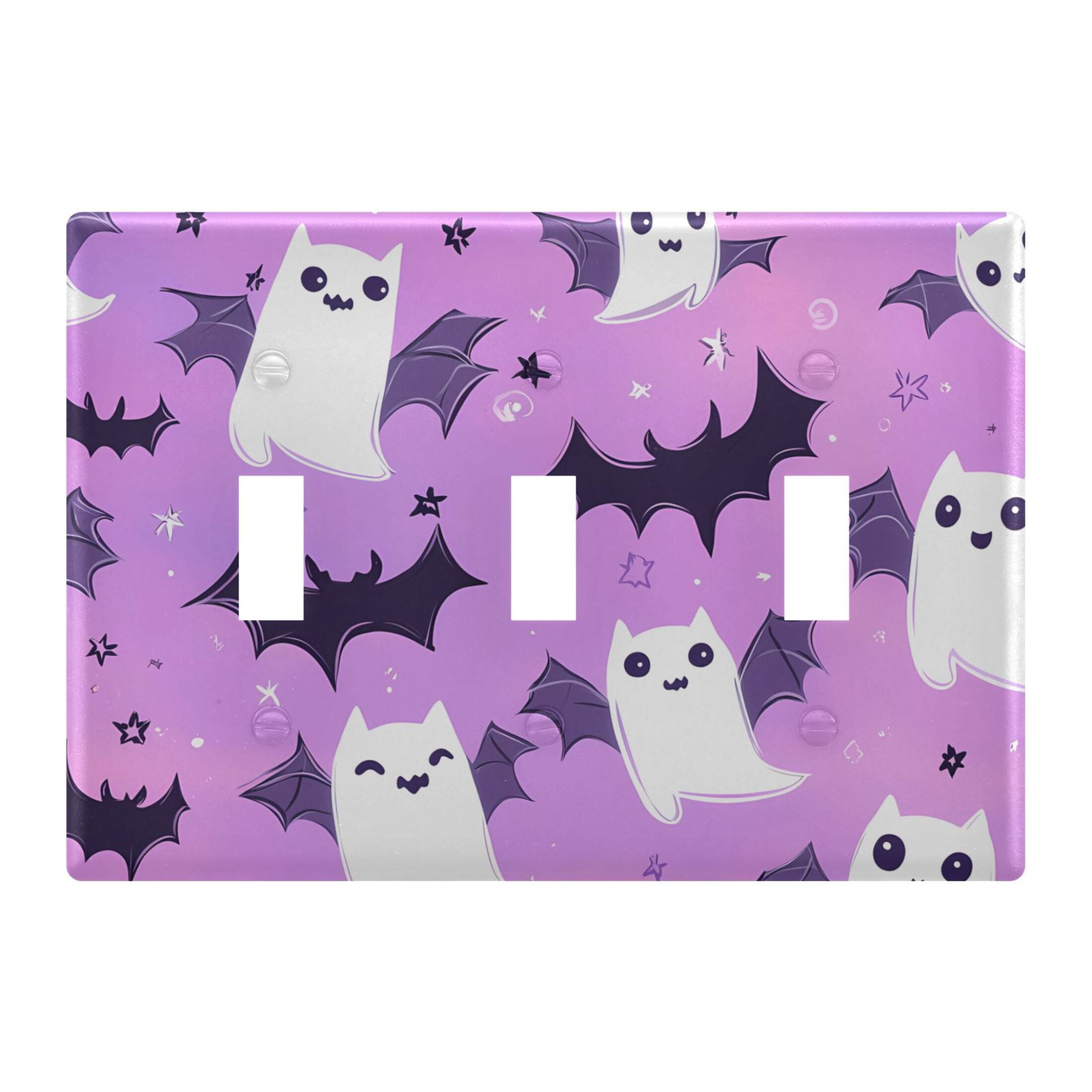3 Gang Light Switch Cover Plate Adorable Cartoon Ghost Bat Wall Plate