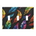 thumbnail image 1 of 3 Gang Light Switch Cover Plate Beautiful Colorful Feather Wall Plate Decorate Electrical Outlet Cover Plates 4.56”x4.48”, 1 of 8