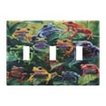 thumbnail image 1 of 3 Gang Light Switch Cover Plate Colorful Frogs on Leaves Wall Plate Decorate Electrical Outlet Cover Plates 4.56”x4.48”, 1 of 8