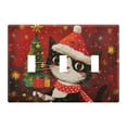 3 Gang Light Switch Cover Plate Cute Cat with Christmas Tree Wall Plate