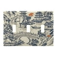 3 Gang Light Switch Cover Plate Garden with Pagoda and Bridge Wall