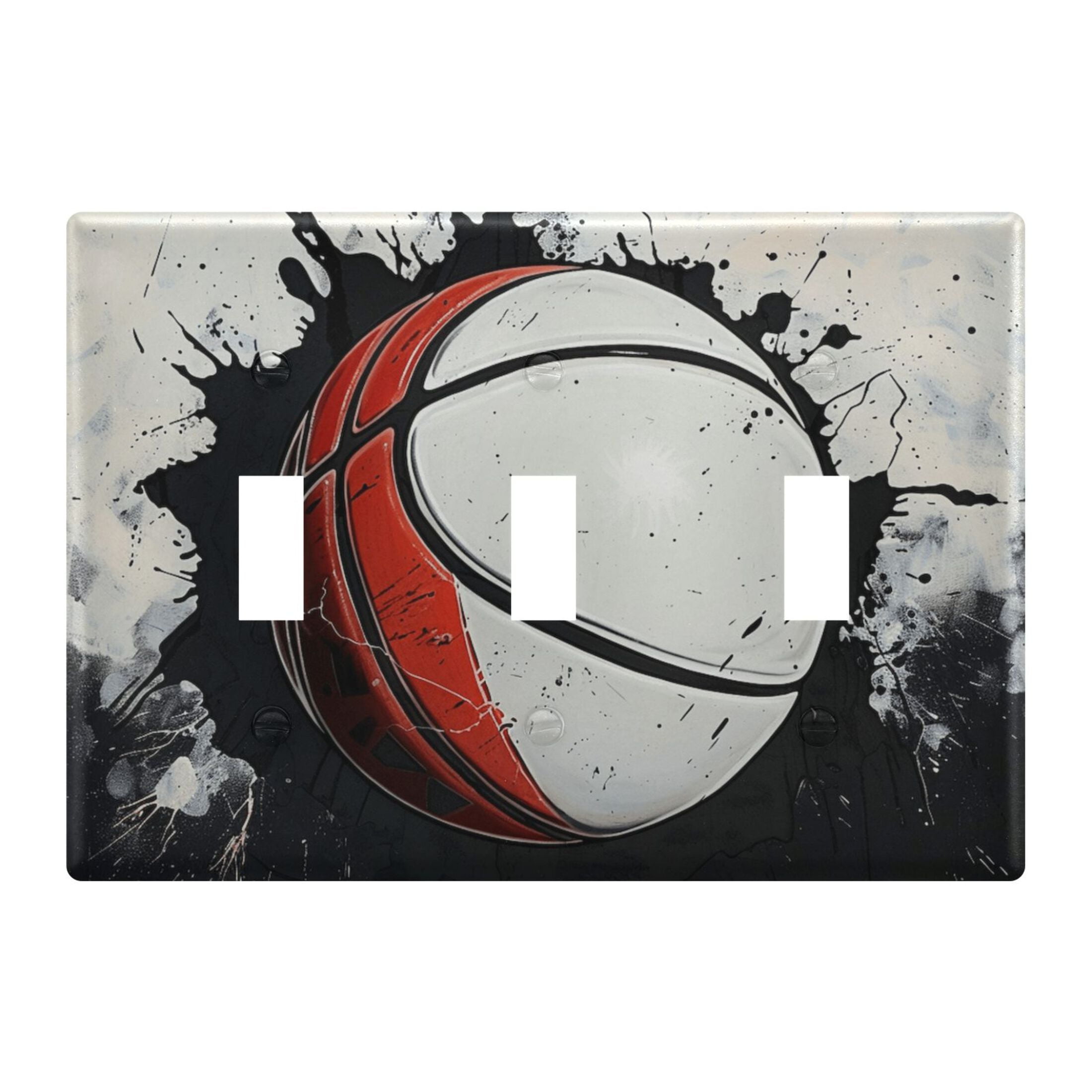 3 Gang Light Switch Cover Plate Ink Basketball Wall Plate Decorate