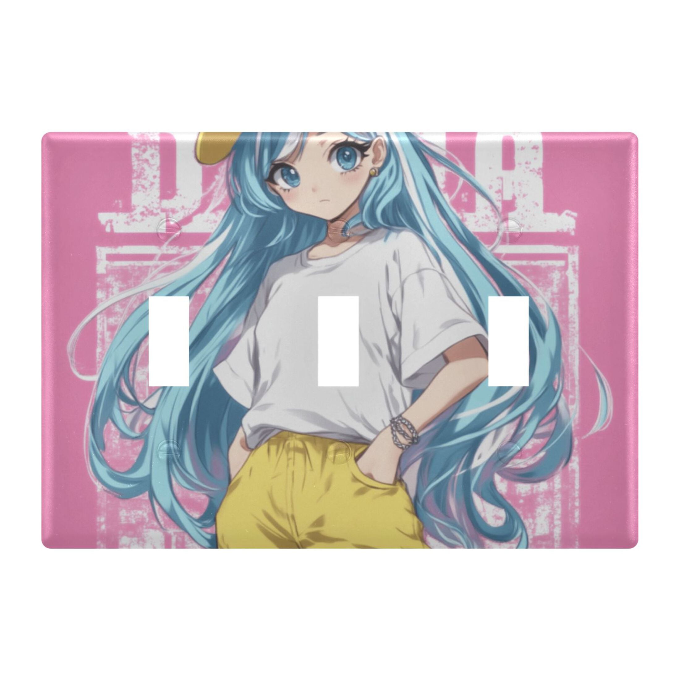 3 Gang Light Switch Cover Plate Lovely Long Hair Girl Wall Plate