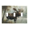 3 Gang Light Switch Cover Plate Moose on Misty Lake Wall Plate Decorate