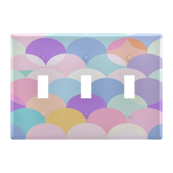 3 Gang Light Switch Cover Plate Pastel Colors Scales Wall Plate Decorate Electrical Outlet Cover Plates 4.56”x4.48”