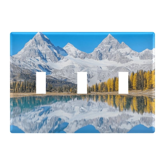 3 Gang Light Switch Cover Plate Snow-capped Mountains Reflecting in Lake Wall Plate Decorate Electrical Outlet Cover Plates 4.56”x4.48”