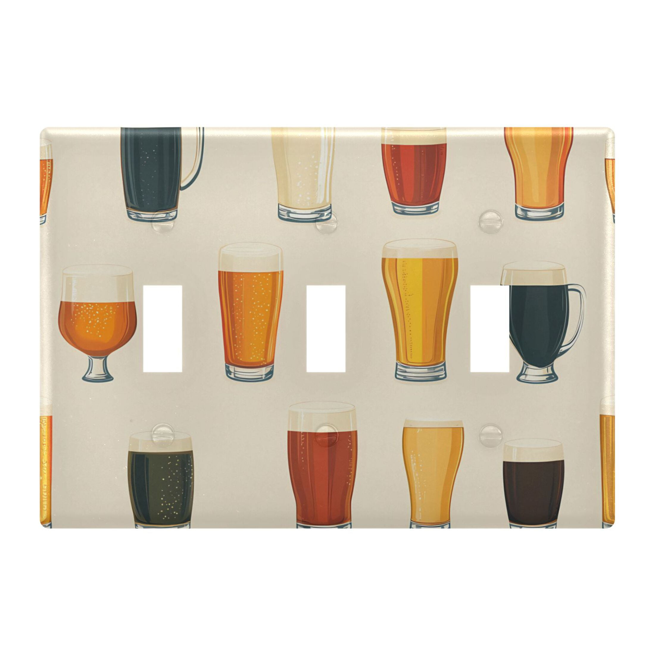 3 Gang Light Switch Cover Plate Various Beer Glasses Wall Plate
