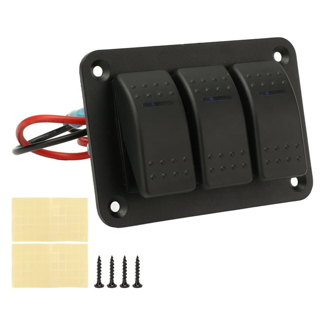 3 Gang Rocker Switch Panel IP65 Waterproof DC12?24V Blue Light