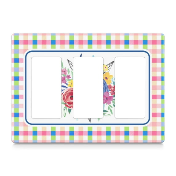 3-Gang Screwless Pioneer Floral Decorative Wall Plates,Size 3-Gang 6.5"W x 4.7"H,Unbreakable Thermoplastic Faceplate Cover for Kitchen Living Room Bedroom Decorator Receptacle Outlet Switch