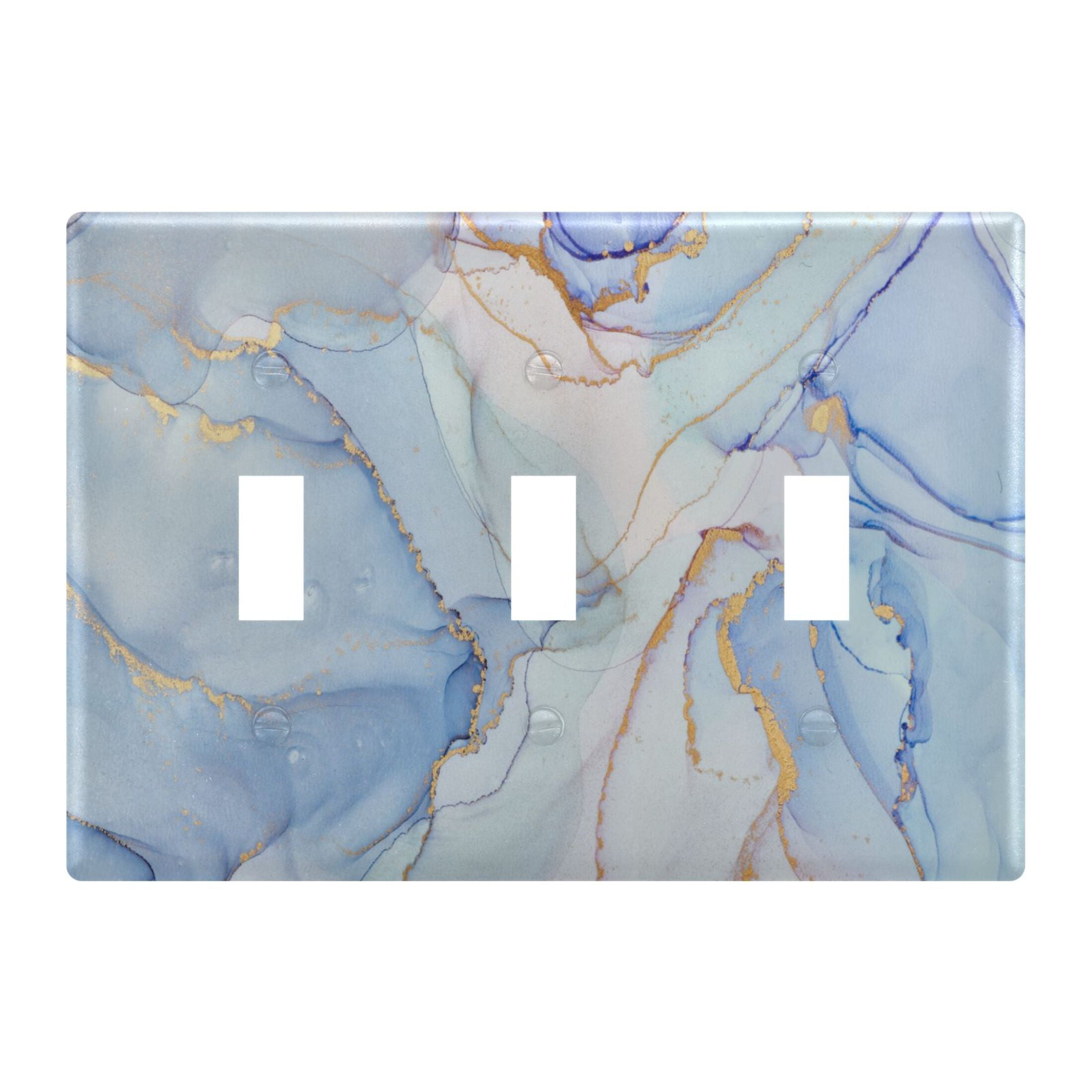 3 Gang Switch Covers Blue Waves and Golden Light Wall Plate Home